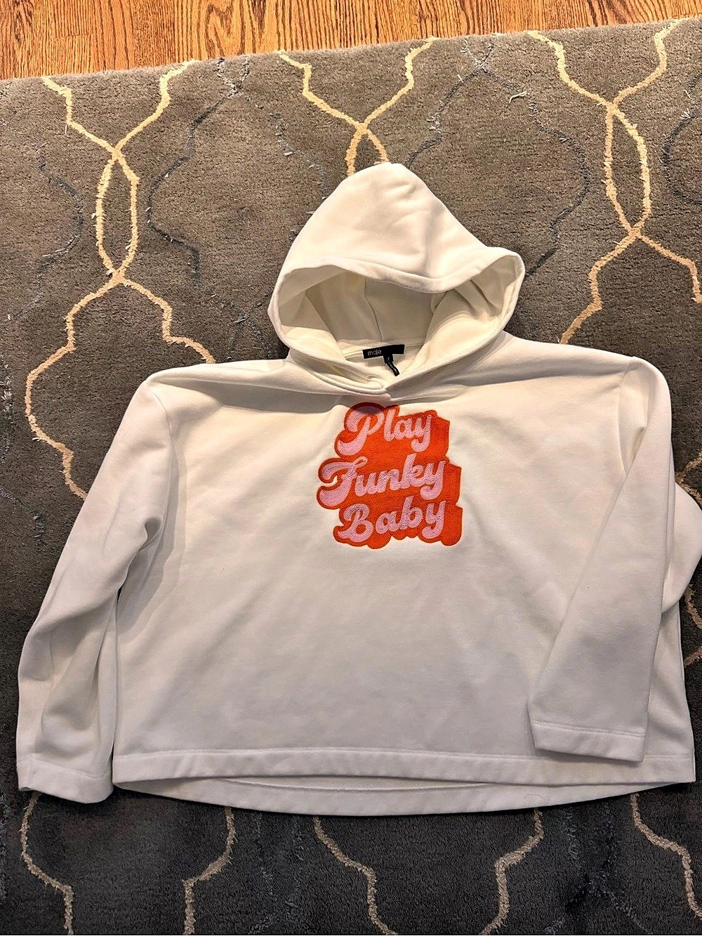 maje Play Funky Baby Hoodie White & Orange Size 2